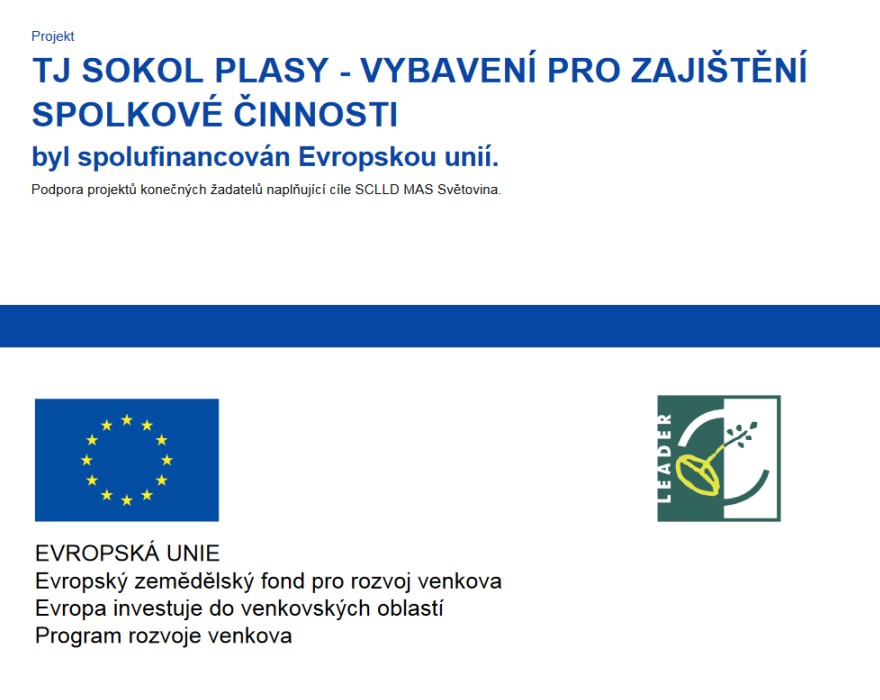 TJ Sokol Plasy - Podpora-EU a MAS 2023